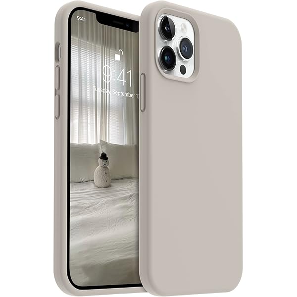 Shockproof for iPhone 12 Pro Max Case, Liquid Silicone Phone Case with [Soft Anti-Scratch Microfiber Lining] Drop Protection 6.7 inch, Stone