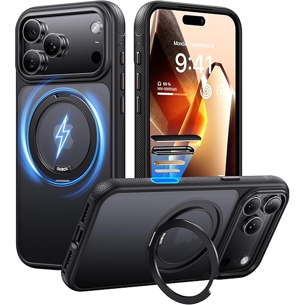 iPhone 17 Pro Max Case with Stand, Strong Magnetic i Phone 17 Pro Max Case, Compatible with MagSafe, Drop Protection 17 Pro Max Cover Slim Translucent Matte Phone Case for iPhone 17 Pro Max